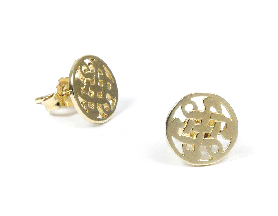 14K Gold Plated Celtic Love Knot Stud Earrings