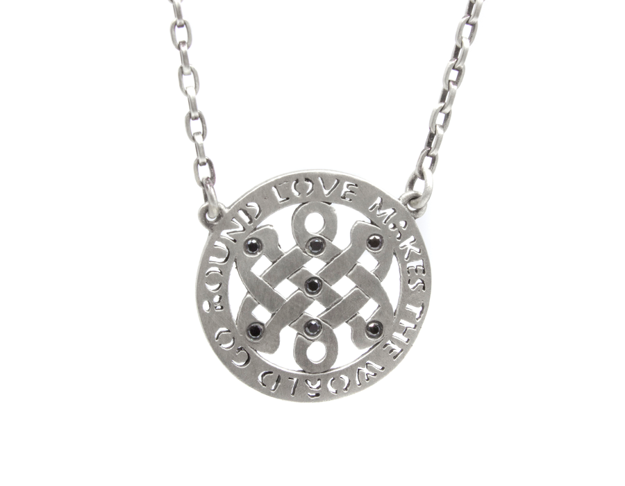 Silver Black Diamond Celtic Love Knot Necklace
