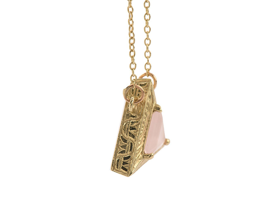 Rose Quartz 14KT Gold Egyptian Pyramid Necklace