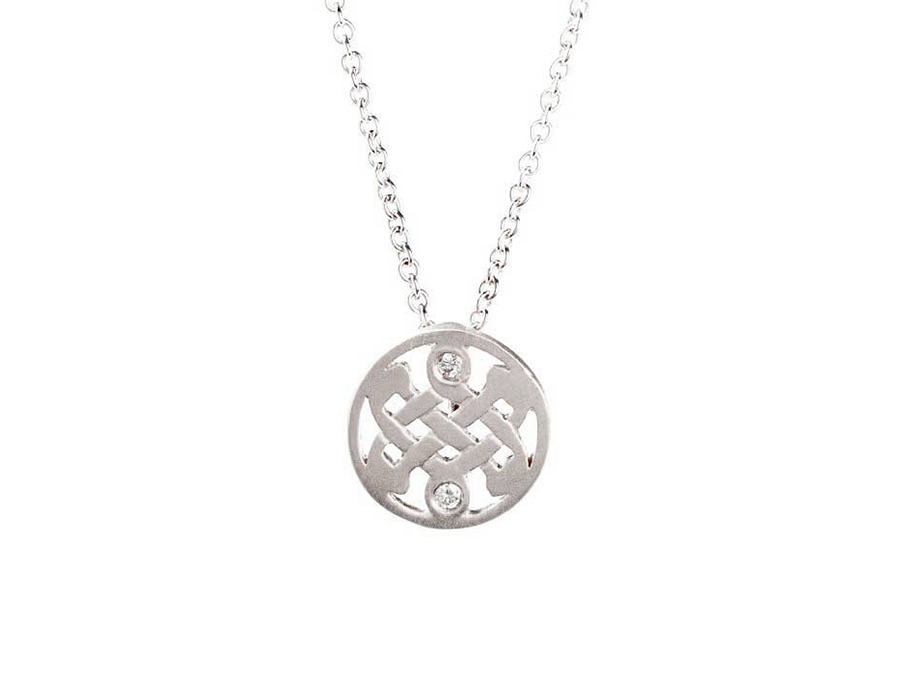 Mini White Gold Diamond Celtic Love Knot Necklace